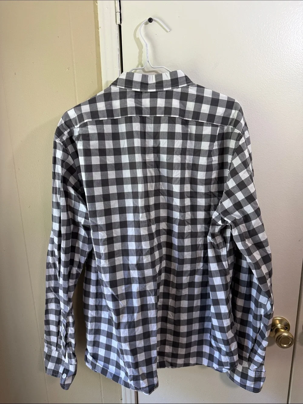J.Crew Slim Fit Gingham Button Down‎ Shirt XL Gray White Cotton Casual Classic